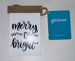 (5) MERRY &amp; BRIGHT Chalkboard Christmas Ornament - NEW! - $2.49