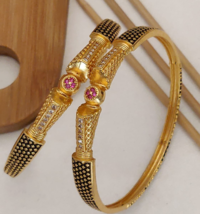 Indian Gold Plated Bollywood Style Bracelet Bangle CZ Kada Women Jewelry Set - £22.35 GBP