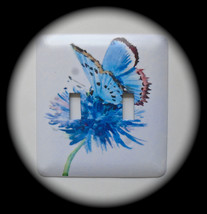 Butterflies Metal Switch Plate Double Toggle - £7.22 GBP