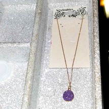 NWT gorgeous vintage amethyst necklace on gold chain, very dainty - £19.05 GBP