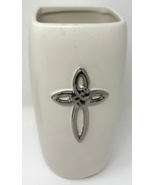 Ceramic Flower Vase with Metallic Gold Easter Cross 8&quot; - $20.84 CAD