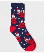 Women&#39;s Snowman Santa Cozy Holiday Crew Socks - Wondershop Navy 4-10 - $12.29 CAD
