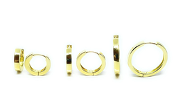 ADIRFINE 925 Sterling Silver Gold Dainty Round High Polish Huggie Hoop Earrings - £28.52 GBP+
