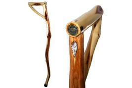 Left Handed Walking Cane, Crooked Burl Diamond Willow, Inlaid Bariatric Handmade - £163.45 GBP