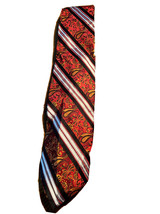 Bruno Piattelli Pure Silk Men’s Red Striped Paisley Designer Necktie - £9.34 GBP