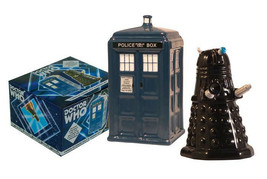 Doctor Who Tardis and Dalek Ceramic Salt and Pepper Shakers Set NEW UNUSED - £22.82 GBP