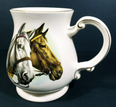 Sadler Horses Gold Rim Coffee Mug 20 Oz Ceramic England Vintage - £15.72 GBP