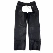 Harley Davidson Thick Leather Chaps Womens M Black Made in USA Biking Motorcycle - £123.71 GBP