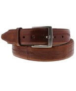 Men Western Dress Belt Cognac Real Eel Skin Leather Removable Buckle Siz... - $59.99