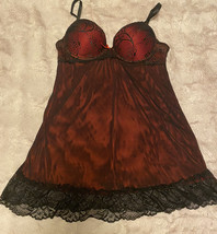 lingerie babydoll small Lace Red Black - £21.99 GBP