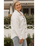 Beige Plus Size Textured Flap Pockets Jacket - $33.35