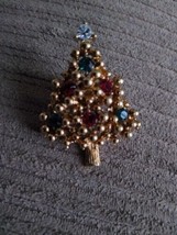 Vintage Gold Tone Christmas Tree Pin - £14.06 GBP