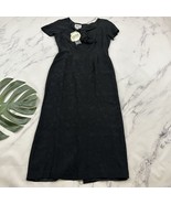 Tess Womens Vintage 90s Silk Dress Size 4 New Black Floral Jacquard Bow ... - €31,43 EUR