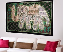 Indian Vintage Cotton Wall Tapestry Ethnic Elephant Hanging Decor Hippie X81 - £19.51 GBP