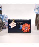 Kate Spade Dottie Bloom Parisian Blue Flower Leather Slim Bifold Wallet NWT - $136.13