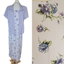 Vintage 90s Light Purple Floral Maxi Dress With Jacket Large NWOT 2 Pc Set - £46.24 GBP