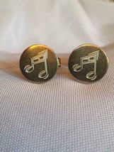 Men&#39;s vintage cufflinks cuff links silver disc music note novelty - £13.21 GBP