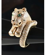 *Diamond Emerald Green Eyed Panther Cat Ring 10k Yellow Gold Size 7.5 - $999.99