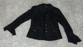 Womens Jacket Pamela Davis Black Sparkly Long Sleeve Button Front Lined ... - $17.82