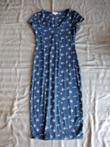 See You Monday Women Blue White Floral Short Sleeve Round Neck Dress Siz... - €8,59 EUR