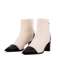 The Celeste Cream & Black Quilted Leather Women’s Boot image 2
