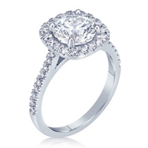 2.65 Carato Rotondo Halo VVS1 Moissanite Fidanzamento Anello 14k Oro Bianco - £88.57 GBP