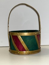 Vintage Christmas Decor  Basket Red Green Gold  Trim - $16.99