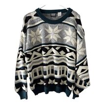 Vintage Knightsbridge Snowflake Geometric Knit Sweater Size L Made in Ta... - $31.50