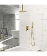 Gold Dual Shower Head: 10&quot; Ceiling Mount Square System - $207.99
