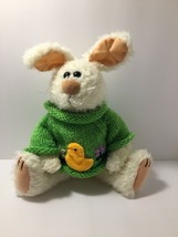 Easter Bunny Rabbit with Easter Sweater Stuffed Animal Toy Plush 1996 Gibson - £11.48 GBP