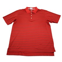 Adidas Polo Shirt Mens Medium Red Blue Striped Golf Golfing Rugby Lightweight - £14.15 GBP