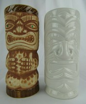 x2 Vintage Tiki Mugs Hawaiian Luau Ceramic Glasses Cups Orchids Kahunaville Eyes - £31.48 GBP
