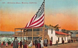 Monterey CALIFORNIA-CUSTOM House With Very Large American FLAG-1917 Pmk Postcard - £7.22 GBP