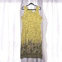 Vintage Papillion Dress Woman Large Green Leaves Sleeveless Summer Back ... - $14.01