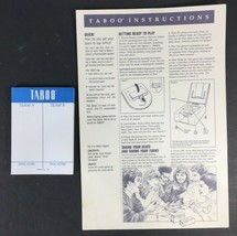 Taboo Game Unspeakable Fun Replacement Instructions Sheet Score Pad MB USA 1989 - £6.36 GBP