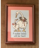 Vtg Finished Framed Cross Stitch Geese “A mother listens with her heart” - £8.80 GBP