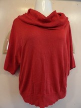 Michael Kors Sweater Women&#39;s Red Metallic Short Sleeve Cowl Neck Pullove... - £8.16 GBP