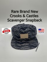 Crooks &amp; Castles Scavenger Leather Patch 6 Panel Adjustable Snapback Cap Hat NWT - £16.68 GBP