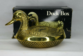 Vintage Solid Brass Duck Box In Original Box Oval Shape  - £24.14 GBP