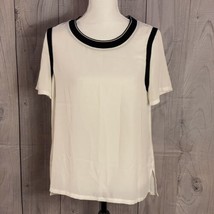 Banana Republic Semi Sheer Top, Medium, Polyester, Short Sleeve, White - £19.92 GBP