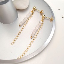 Gold filled moonstone ball earrings,gemstone jewelry,healing dangle earrings,lon - £29.86 GBP