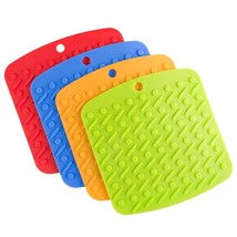 Lavish Home Silicone Pot Holders Set Of 4 Multi-Color Trivet Jar Opener - £3.13 GBP