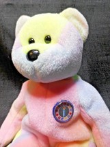 Ty Beanie Baby 1999 Birthday Bear Babies Pastel Tie-Dye Retired No Ear Tags - £8.02 GBP