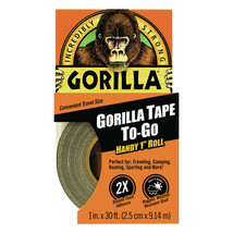 Gorilla Black Tape To-Go, 1 in x 10 yd Roll, Weather Resistant - £9.28 GBP