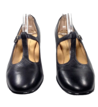 Women Heel Black Pump SIZE 10 WIDE SOFTSPOTS T-Strap Vintage Inspired 1920s - £31.85 GBP