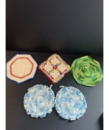 VTG Lot 5 Handmade Crochet Hot Pads/potholders Kitchen Decor - $8.80