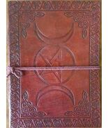 Leather Triple Moon Goddess &amp; Pentagram Embossed Book of Shadows or Jour... - $289.69 MXN