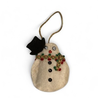 Vintage Handmade Sequin/Felt Santa Snowman Frog Christmas Ornaments Lot Of 5 Item image 4