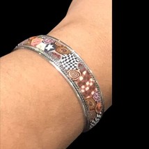 Vintage sterling silver and art clay handmade cuff bracelet 18.5 Grams 8” Out - £91.91 GBP