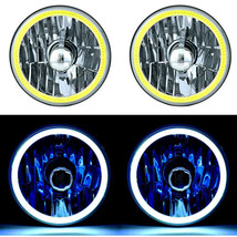 5-3/4&quot; White LED COB SMD Halo Angel Eye Halogen Light Bulb Metal Headlights Pair - £99.32 GBP